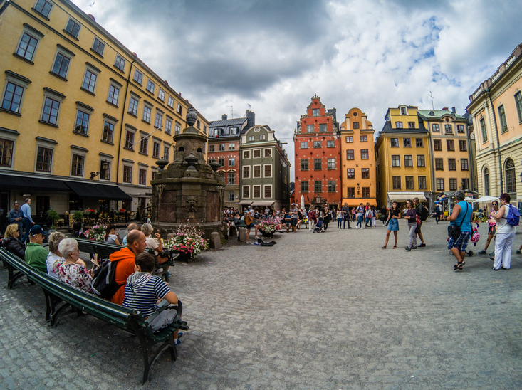 La piccola piazza di Stortoget, dove si trova il Nobelmuseum
