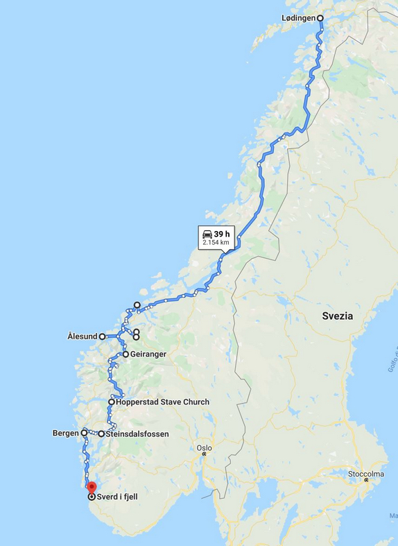 percorso continente norvegia